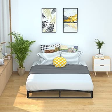Amazon Basics Metal Platform Bed Frame, with Wood Slat Support, 6 inches High, Queen, Black - Image 6