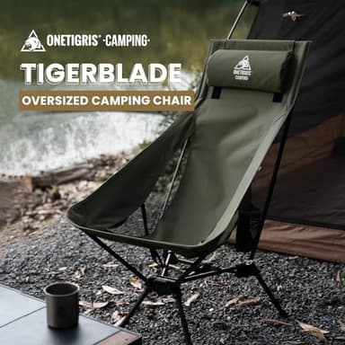 OneTigris Tigerblade High Back Camping Chair with Pillow Design, Comfortable Widened Seat Folding Chair - Image 4
