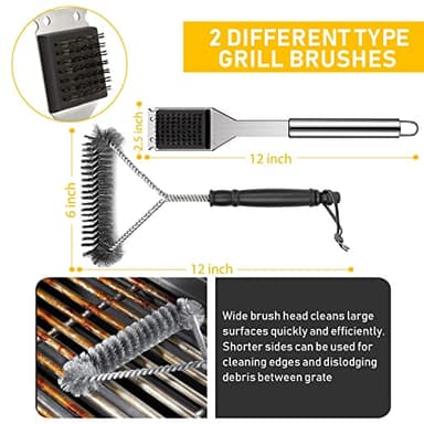 34Pcs Grill Accessories Grilling Gifts for Men, 16 Inches Heavy Duty BBQ Accessories, Stainless Steel BBQ Tools with Thermometer, Grill Mats for Backyard, BBQ Set for Men Women - Image 7