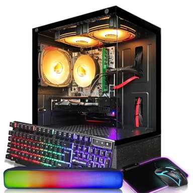 STGAubron Gaming PC Computer Desktop, Intel Core i5 up to 3.6G, Radeon RX 590 8G, 16G RAM, 1T SSD, 600M WiFi, BT 5.0, RGB Fan x 3, Windows 11 Home - Image 1