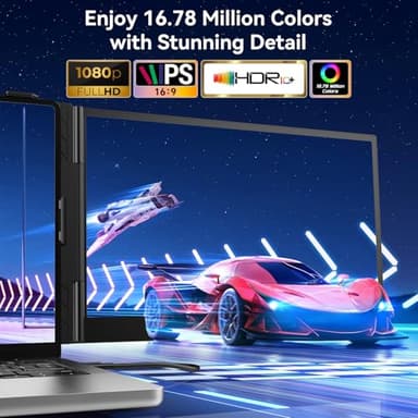 POTTMACEE 14.2’’ Triple Laptop Screen Extender, 0.17" Ultra-Slim FHD 1080P Portable Monitor for Laptop, Tri-Screen Travel Monitor Extender, Plug-Play for Windows/Mac/Chrome, Fit 13”-17.3” Laptops - Image 2