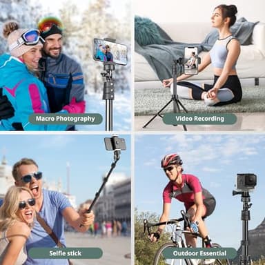SENSYNE 72" Phone Tripod, Extendable Cell Phone Tripod Stand, Selfie Stick Tripod with Wireless Remote and Phone Holder, Compatible with iPhone Android Phone, Camera - Image 2