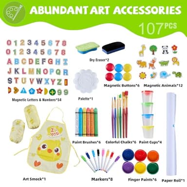 Art Easel for Kids, Painting Easels for Toddlers, Wooden Drawing Easel with Paper Roll, Adjustable Painting Station Magnetic Chalkboard & Whiteboard, Foldable Standing Easel for Boys Girls Ages 3-12 - Image 3