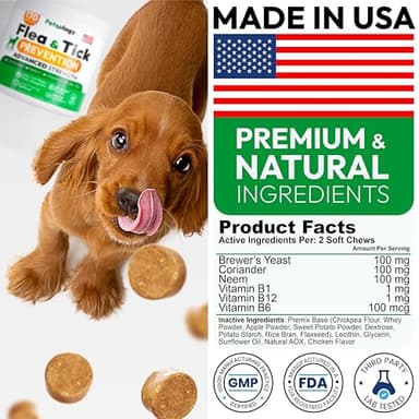 Flea and Tick Prevention for Dogs Pills - Natural Dog Flea & Tick Control - 170 Soft Chewables - Oral Defense Treatment for Dogs Supplement - Vet Formulated Chews - All Breeds & Ages - Made in USA - Image 6