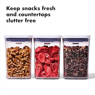 OXO Good Grips 3-PC Small Square Short POP Container Set, White,Grey - Image 2