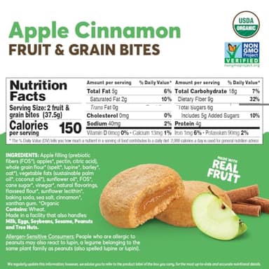 Olyra Apple Cinnamon - Organic Soft Baked Fruit Bars - High Fiber - Healthy Breakfast Snack with Real Fruit Filling - Healthy Snacks for Adults - Office & School Kids Snack - Pack of 12 - Image 2