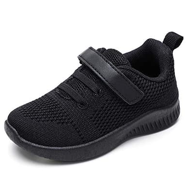 nerteo Toddler Sneakers Boys Girls Kids Running School Uniform Shoes | Breathable, Lightweight. Machin Washable All Black 13 M US Little Kid - Image 2