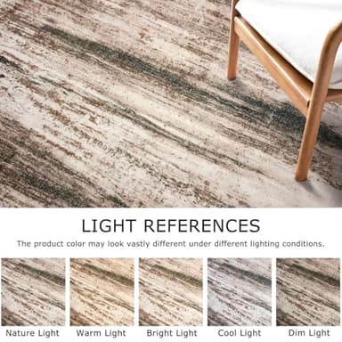 KOZYFLY Washable Rugs 8x10 Area Rug Modern Ombre Thin Rugs for Living Room, Washable Large Non-Slip Soft Striped Rug for Bedroom, Print Blush Brown Abstract Carpet for Laundry/Kid Room - Image 4