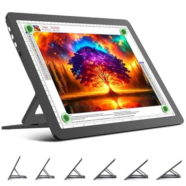 TOHETO Rechargeable A4 Light Board with Stand, Super Bright Magnetic Light Pad with Side Buttons, Wireless Light Box for Tracing and Drawing, Cordless LED Light Table for Diamond Painting, Sketching - Image 1