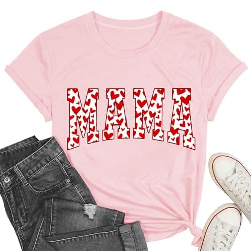 Mama Valentines Shirt Valentines Shirts for Women Valentines Tee Mama Womens Pink Valentines Tops - Image 1