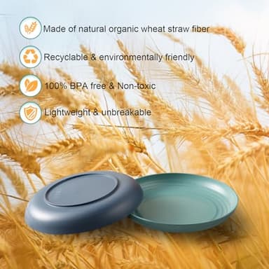 HEYCOME 12 Pcs Unbreakable Deep Dinner Plates Set, 10 inch Reusable Plastic Wheat Straw Plates, Microwave and Dishwasher Safe Plate for Kitchen, Lightweight Plate for Dessert, BPA Free, 6 Colors - Image 4