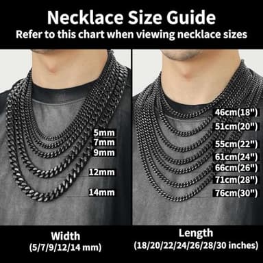Mens Cuban Link Chain, Black Miami Cuban Chain Necklace for Men, 9mm Wide Hip Hop Mens Jewelry, 24" - Image 6