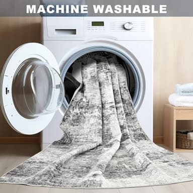 DMOYEST Living Room Area Rugs - 6x9 Abstract Large Soft Indoor Washable Rug Neutral Modern Low Pile Carpet for Bedroom Dining Room Farmhouse Home Office - Grey - Image 6