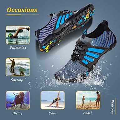 WateLves Water Shoes Mens Womens Beach Swim Shoes Quick-Dry Aqua Socks Pool Shoes for Surf Yoga Water Aerobics (B/Blue Gray, 42) - Image 7