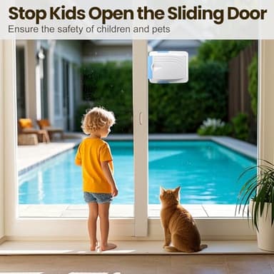 STERGDE Sliding Door Lock 0 Pack, Child Safety Lock For Sliding Glass Doors, Easy To Install, Keeps Your Baby Out Of Danger, For Sliding Glass Doors, Sliding Windows, Sliding Closets, Etc (White) - Image 2