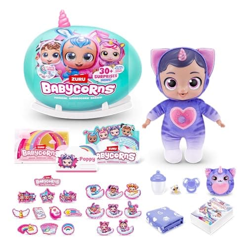 Babycorns Interactive Baby Doll Series 1 Large (Kitten) by ZURU with Lights and Sounds, Magical Babydolls, Surprise, Unboxing, Girls, Dolls, Story - Image 1