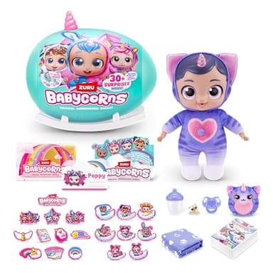 Babycorns Interactive Baby Doll Series 1 Large (Kitten) by ZURU with Lights and Sounds, Magical Babydolls, Surprise, Unboxing, Girls, Dolls, Story - Image 1