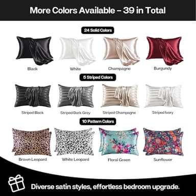 MR&HM Satin Pillowcase for Hair and Skin, Silk Satin Pillowcase 2 Pack, Queen Size Pillow Cases Set of 2, Silky Pillow Cover with Envelope Closure (20x30, Black) - Image 6