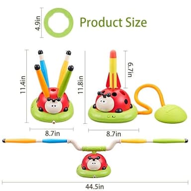 Powza 3 in 1 Musical Jump, Toss Ring Game and Stomping Launch Rocket Launcher for Kids Outdoor Toys with Remote Control, Indoor Outside Toy for Kids Ages 4-8 Toys for Ages 5-7 8-13 Birthday Gifts - Image 6