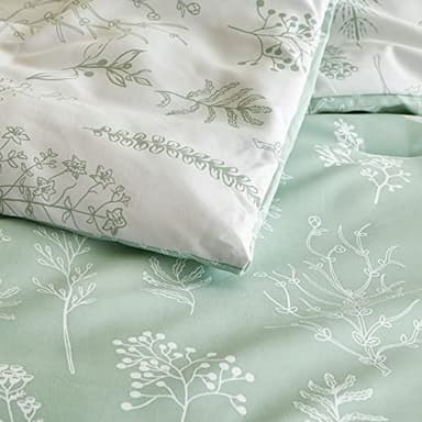 Bedsure Queen Comforter Set - Sage Green Bed Set, 3 Pieces Cute Floral Bedding, 1 Soft Reversible Botanical Flowers Comforter and 2 Pillow Shams - Image 7