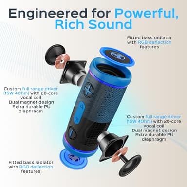 TREBLAB HD77 - Portable Bluetooth Speaker - Powerful 360° Sound, 30W Audio with Impactful Bass, 20H Battery, IPX6 Waterproof, Shockproof, TWS Stereo, Speaker Bluetooth Wireless for Outdoor, Beach Pool - Image 3