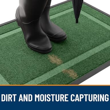 OLANLY Front Door Mat Indoor Outdoor Entrance, Waterproof All-Season, All-Weather Doormat, Sturdy Natural Rubber, Fade Resistant, Low Profile, Easy Clean Patio Porch Entryway Mat, 47x17, Green - Image 5