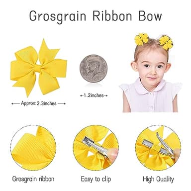 Choicbaby 2.3 Inches Mini Baby Hair Bows 60pcs Grosgrain Ribbon Toddler Hair Accessories with Alligator Clip Bow for Baby Girls Toddlers Gift - Image 2