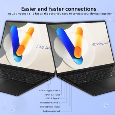 ASUS Vivobook S AI Copilot+ PC Business Laptop, 15.6" 2.8K 120Hz, AMD Ryzen AI 9 HX 370, 32GB RAM, 2TB SSD, Radeon Graphics, Wi-Fi 6, RGB Backlit KB, W11 Pro, Bundle with ADATA 512GB External SSD - Image 6