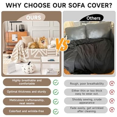 VClife Boho Armchair Couch Cover, Anti-Slip Chenille Sofa Cover for 1 Cushion Couch Sofa, Modern Khaki Jacquard Couch Covers for Dog Kid Versatile Furniture Sofa Protector 71"X90"' - Image 4