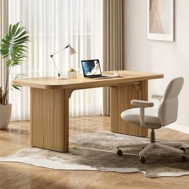 LITTLE TREE 62-Inch Home Office Computer Desk, Large Writing Desk with Textured Double Base, 5 ft Conference Meeting Seminar Table for Office - Image 2