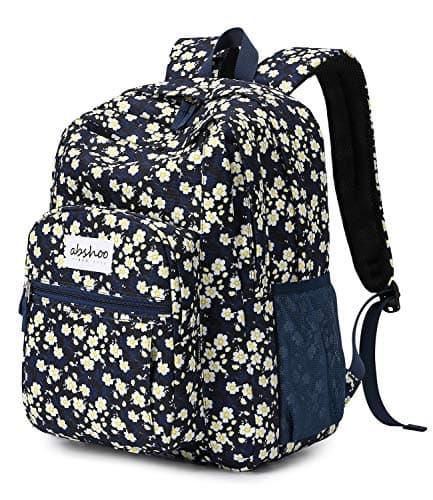 abshoo Classical Basic Womens Floral School Backpack For College Teen Girls Water Resistant Bookbag (Floral Navy) - Image 1