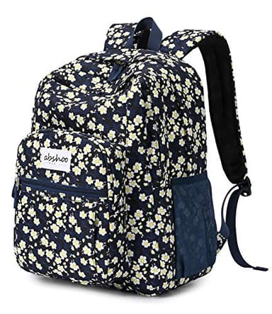 abshoo Classical Basic Womens Floral School Backpack For College Teen Girls Water Resistant Bookbag (Floral Navy) - Image 1