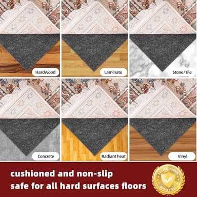BAGAIL Felt and Natural Rubber Backing Rug Pads 1/4” Thick, 8 x 10 Ft Non Slip Carpet Gripper Keep Rugs in Place, Under Area Rug Protective Cushioned Pads, Carpet Runners, Hardwood Floors Protection - Image 6
