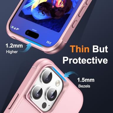 SKYLMW Compatible with iPhone 16 Pro Case with Invisible Magnetic O-Ring Stand Military-Grade Case for iPhone 16 Pro 6.3" [Compatible with Mag-Safe][Great Grip Feeling], Rose Gold - Image 6