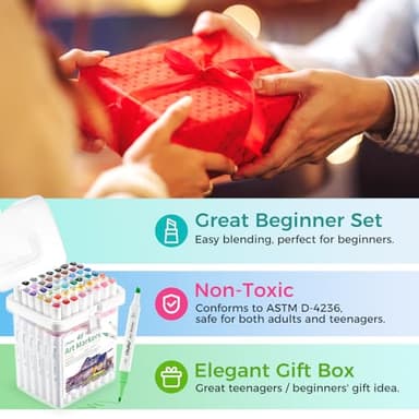 Ohuhu Markers, 48-color Art Marker Set for Architectural Design - Landscape Double Tipped Alcohol Markers - Chisel & Fine Alcohol-based Drawing Marker for Artists Students' Art Class Adults Coloring - Image 9