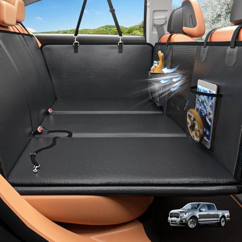HOB4U Back Seat Extender for Dogs, Hard Bottom Dog Car Seat Cover for Truck Back Seat, Upgraded PU Leather Dog Hammock for Car, Waterproof, Anti Scratch, Larger Space, Holds 400lbs - Image 1