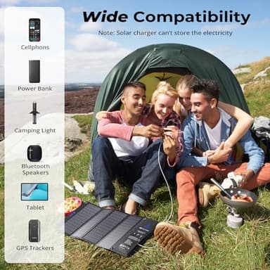 [Upgraded] BigBlue 3 USB Ports 28W Solar Charger(5V/4.8A Max), Portable Foldable Solar Panel for Camping, IP44 Waterproof, Compatible with iPhone 11/XS/XS Max/XR/X/8/7, iPad, Samsung Galaxy LG etc. - Image 5
