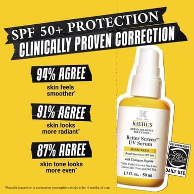 Kiehl's Better Screen UV Serum SPF 50+, Invisible Facial Sunscreen with Collagen Peptide, UV Filters to Shield UVA & UVB, Helps Correct Visible Signs of Aging, Boosts Skin Radiance - 1.7 fl oz - Image 7