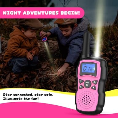 Wishouse Walkie Talkies for Kids Rechargeable with USB Charger 6000mAh Battery,Outdoor Camping Games with Flashlight Lanyard,Toys for Girls,Halloween Xmas Birthday Gift for Children 2 Pack Pink Purple - Image 6