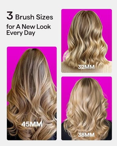 Wavytalk Heatwave Pro Ionic Thermal Brush Set, Dual Voltage 3-Size Heated Round Brush for Short to Long Hair, Bilateral Negative Ions for Frizz-Free Shiny Blowout, Pink - Image 2