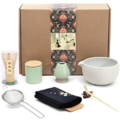 Artcome Japanese Matcha Tea Set, Bowl with Pouring Spout, Whisk, Tea Scoop, Ceramic Whisk Holder, Matcha Powder Caddy, Handmade Matcha Ceremony Kit For Japanese Tea Ceremony (9Pcs) - Image 1