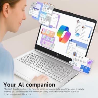 HP Student Business Laptop Computer - Intel N150 Processor, 16GB RAM, 384GB Storage (128GB UFS+256GB MSD), Microsoft Office Lifetime, w/DVD Drive, Copilot AI, 1TB Cloud Storage, AI Powered, Green - Image 6