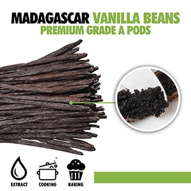 12 Organic Madagascar Vanilla Beans Grade A. Certified USDA Organic 6"-7.5" by FITNCLEAN VANILLA for Chefs, Extract, Baking and Essence. Gourmet Bourbon NON-GMO Whole Pods - Image 2