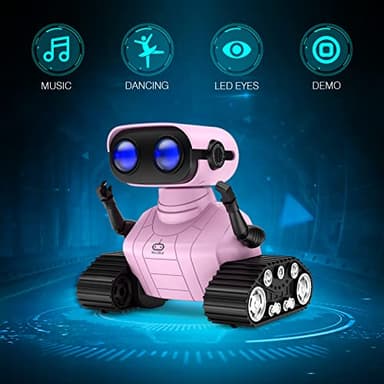 ALLCELE Girls Robot Toy, Rechargeable RC Robot for Kids, Remote Control Toy with Music and LED Eyes, Gift for Children Age 3 Years and Up - Pink - Image 3