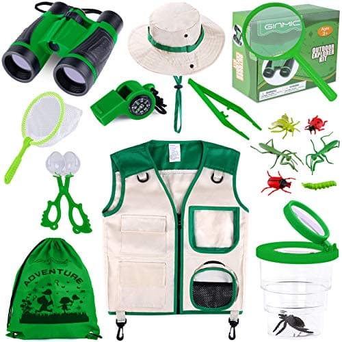 GINMIC Kids Explorer Kit & Bug Catching Kit, 16 Pcs Outdoor Exploration Safari Kit for Kids Camping with Binoculars, Adventure, Hunting, Hiking, Educational Toy Gift for 3-12 Years Old Boys Girls - Image 1