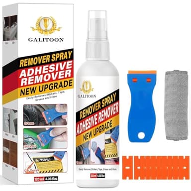 Galitoon Adhesive Remover, Surface-Safe Glue Remover with Plastic Scraper 10.14 Fl oz, Sticker Remover for Easy Removal of Stickers, Labels, Decals, Adhesive Remover for Cars (1, White) - Image 1