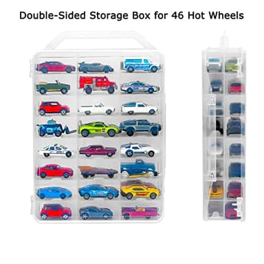 KISLANE Double Sided Storage Case for 48 Toy Cars, Matchbox Cars, Portable Transparent Storage Case with 48 Compartments, Case Only (Transparent)… - Image 6