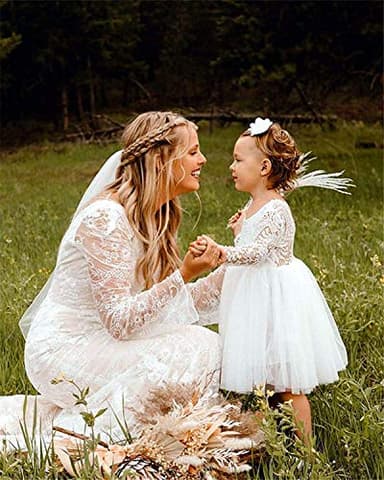 Girl Toddler Full-Length Straight Tulle Tutu Lace Back Party Flower Girl Dress (6-7 Year, White Short) - Image 4