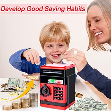 Refasy Children's Toy for 5-7 & 8-16 Year Olds - Piggy Banks & ATM for Boys & Girls - Perfect Birthday & Christmas Gifts - Red - Image 2