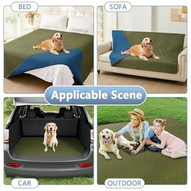 hyha Waterproof Dog Blanket, Soft Pet Bed Blankets, Waterproof Sofa Couch Cover for Dogs Washable, Reversible Pet Couch Covers for Sofa Furniture (82x82 Inch, Green/Navy Blue) - Image 6